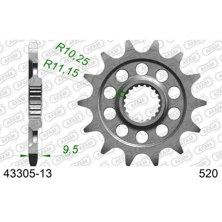 A43305.13 Pignoni in acciaio AFAM SHERCO 250 SEF-R 21-23  AFAM