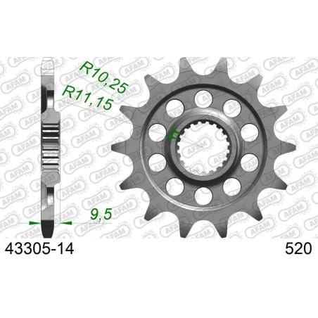 A43305.14 Pignoni in acciaio AFAM SHERCO 250 SEF-R 21-23  AFAM
