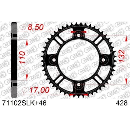 A71102S.46 Corone in acciaio SLK AFAM GAS GAS MC 85 21-23 Denti:46 Passo:428 AFAM