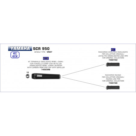 74001KZ-33744 - Catalytic converter homologated for original manifolds Yamaha SCR 950 2017-2018 74001KZ -