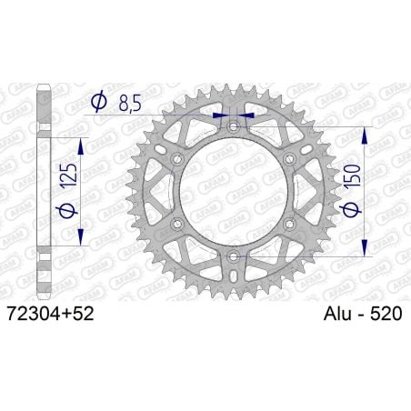 A72304.52 Corone in ergal autopulenti AFAM HUSABERG 501 FE 96-01 Denti:52 Passo:520 AFAM