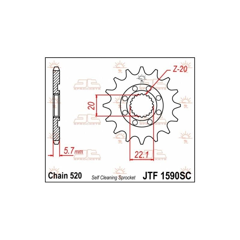 JTF1590.13SC Pignoni in acciaio JT YAMAHA WR 250 F 01-23  JT