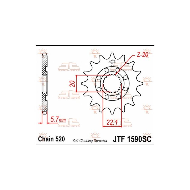 JTF1590.13SC Pignoni in acciaio JT YAMAHA YZ 250 F 01-23  JT