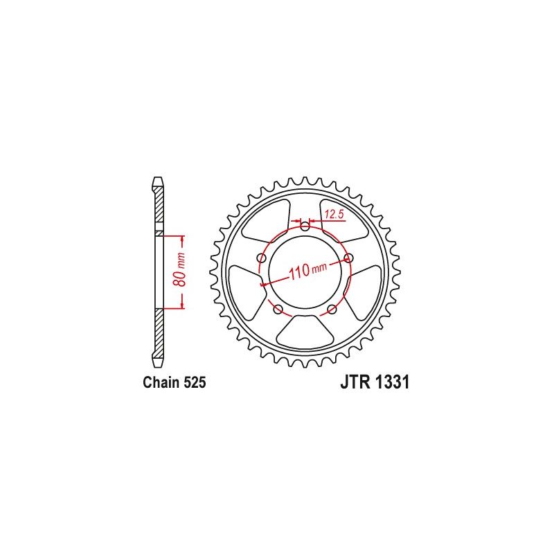 JTR1331.42 Corone in acciaio JT HONDA CRF 1100 L Africa Twin 20-22 Denti:42 JT