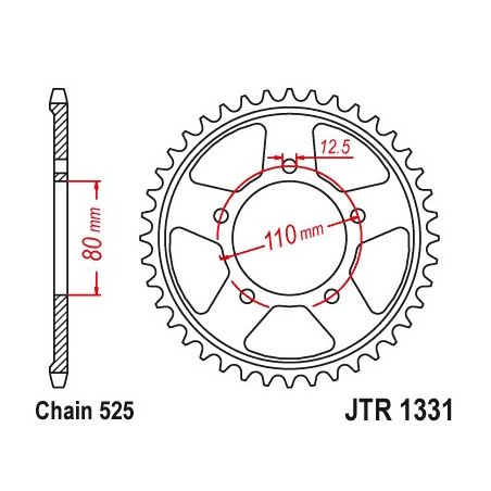 JTR1331.42 Corone in acciaio JT HONDA CRF 1100 L Africa Twin 20-22 Denti:42 JT