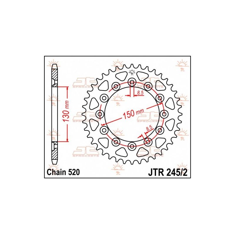 JTR245/2.46 Corone in acciaio JT YAMAHA YZ 125 99-23 Denti:46 Passo:520 JT