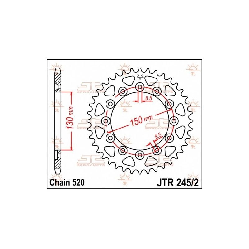 JTR245/2.46 Corone in acciaio JT YAMAHA YZ 125 99-23 Denti:46 Passo:520 JT