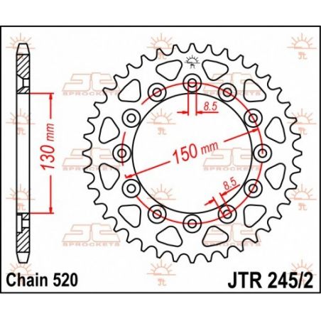 JTR245/2.46 Corone in acciaio JT YAMAHA WR 250 F 01-23 Denti:46 Passo:520 JT