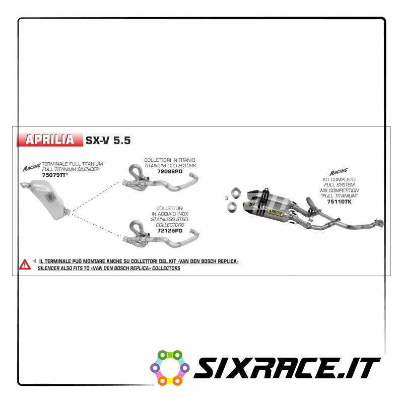 75079TT-33793 - Terminal FULL TITANIUM (sous la selle) Aprilia SX-V 5.5 2007-2014 75079TT -