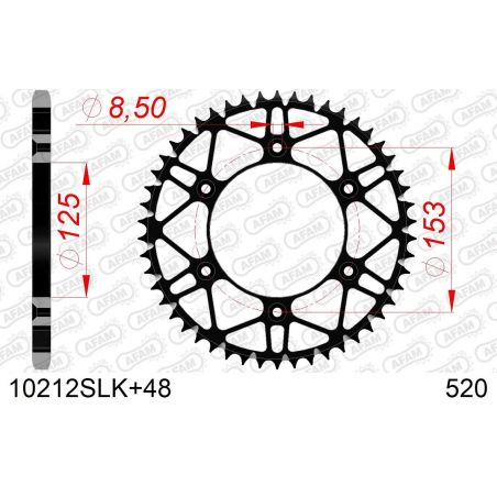 A10212S.48 Corone in acciaio SLK AFAM HONDA CRF 250 R 04-24 Denti:48 Denti Passo:520 AFAM