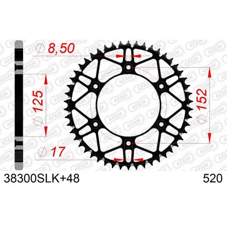 A38300S.48 Corone in acciaio SLK AFAM BETA Xtrainer 300 15-24 Denti:48 Denti Passo:520 AFAM