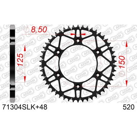 A71304S.48 Corone in acciaio SLK AFAM GAS GAS MC 350 F 22-24 Denti:48 Denti Passo:520 AFAM