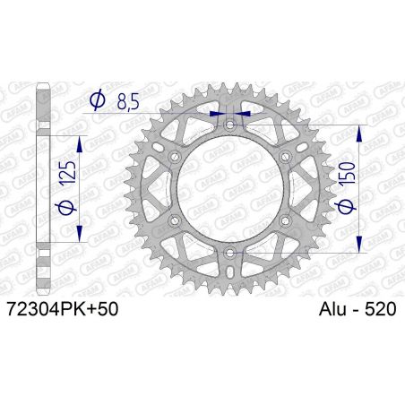 A72304.50N Corone in ergal autopulenti AFAM HUSQVARNA 250 TC 14-24 Denti:50 Denti Passo:520 AFAM