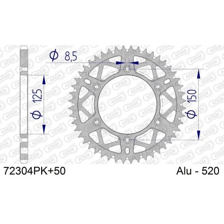 A72304.50N Corone in ergal autopulenti AFAM KTM 450 SX F 07-24 Denti:50 Denti Passo:520 AFAM