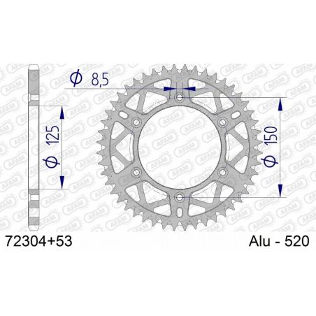 A72304.53 Corone in ergal autopulenti AFAM HUSABERG 501 FE 96-01 Denti:53 Denti Passo:520 AFAM