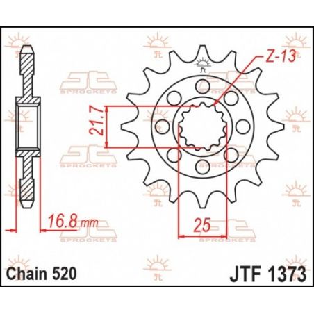 JTF1373.16 Pignoni in acciaio JT HONDA NC 750 14-23  JT