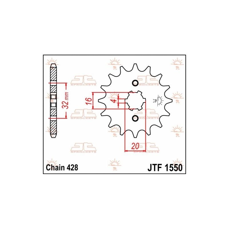 JTF1550.14 Pignoni in acciaio JT BETA RR 125 4T 11-23  JT