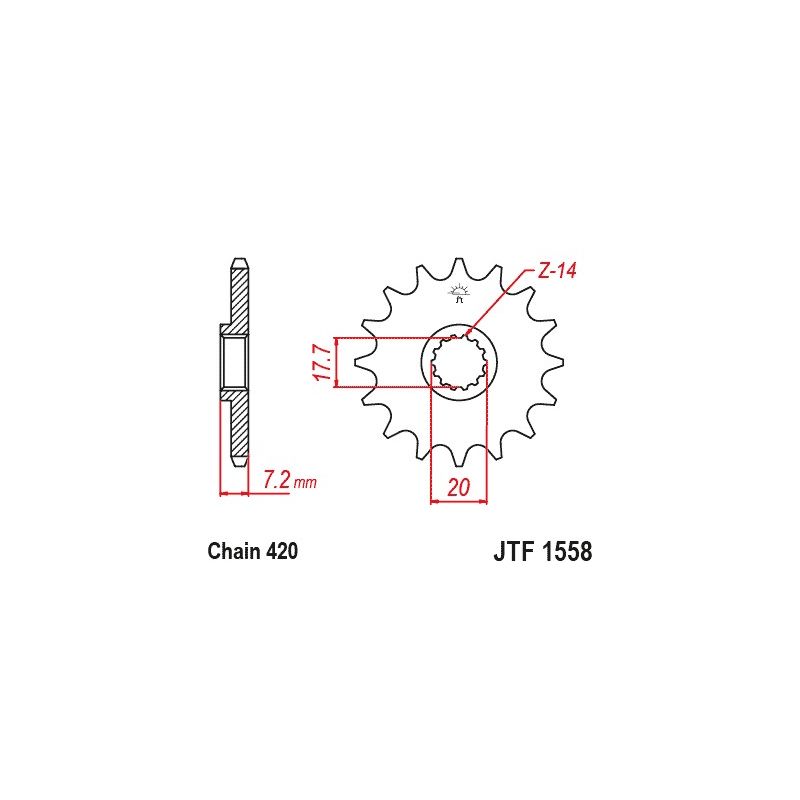 JTF1558.14 Pignoni in acciaio JT YAMAHA YZ 65 18-24  JT