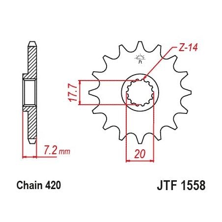 JTF1558.14 Pignoni in acciaio JT YAMAHA YZ 65 18-24  JT