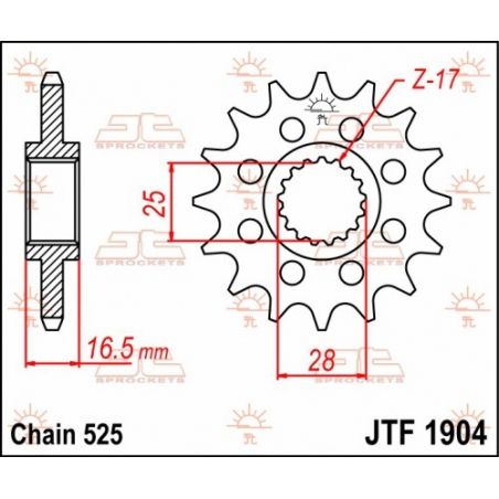 JTF1904.17 Pignoni in acciaio JT KTM 1290 Super Duke 14-23  JT