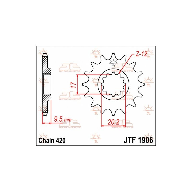 JTF1906.12 Pignoni in acciaio JT KTM 65 SX 98-24  JT