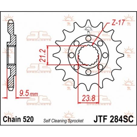 JTF284.14SC Pignoni in acciaio JT HONDA CRF 450 R 02-24  JT