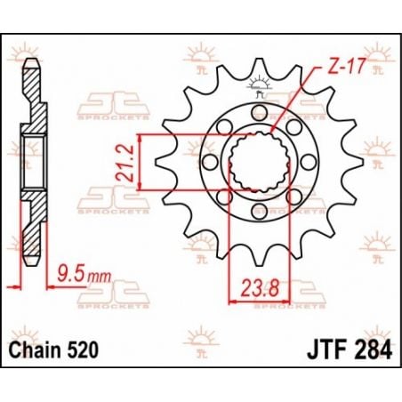 JTF284.15 Pignoni in acciaio JT HONDA CRF 450 R 02-24  JT
