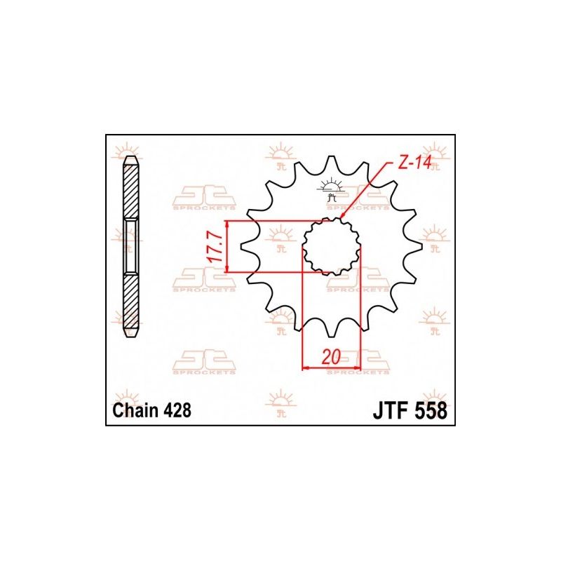 JTF558.14 Pignoni in acciaio JT YAMAHA YZ 85 02-24  JT