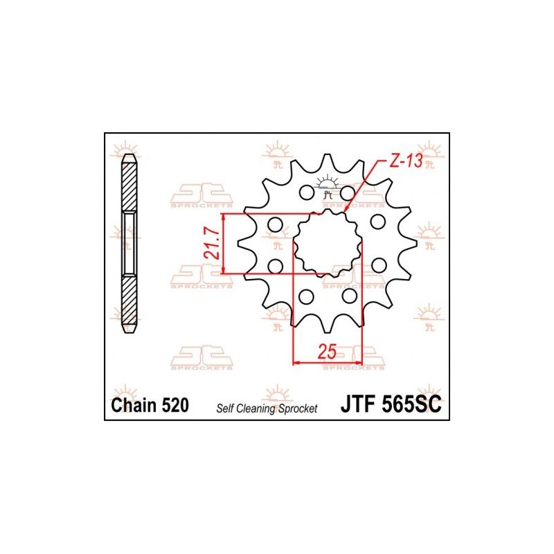 JTF565.13SC Pignoni in acciaio JT YAMAHA WR 450 F 03-24  JT