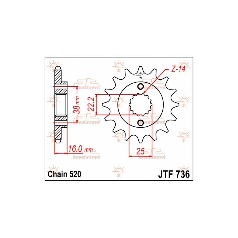 JTF736.15 Pignoni in acciaio JT DUCATI 800 15-22  JT