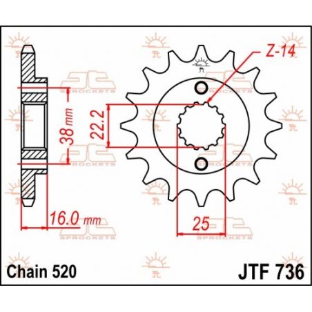 JTF736.15 Pignoni in acciaio JT DUCATI 800 15-22  JT