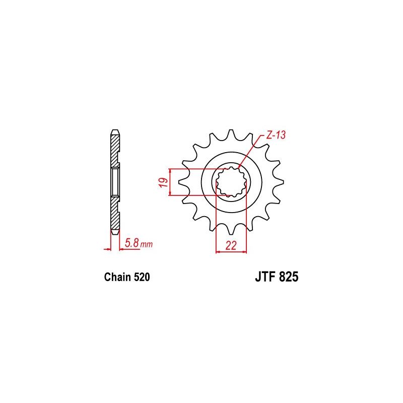 JTF825.13SC Pignoni in acciaio JT TM EN 250 FI 4T 10-24  JT