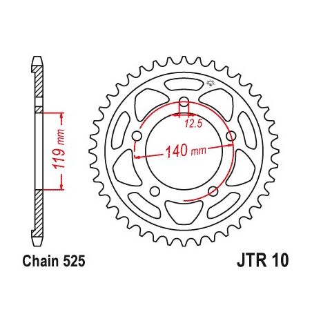 JTR10.44 Corone in acciaio JT BMW F 850 GS 18-23 Denti:44 denti Passo:525 JT