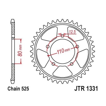 JTR1331.42 Corone in acciaio JT HONDA CRF 1100 L Africa Twin 20-23 Denti:42 denti JT