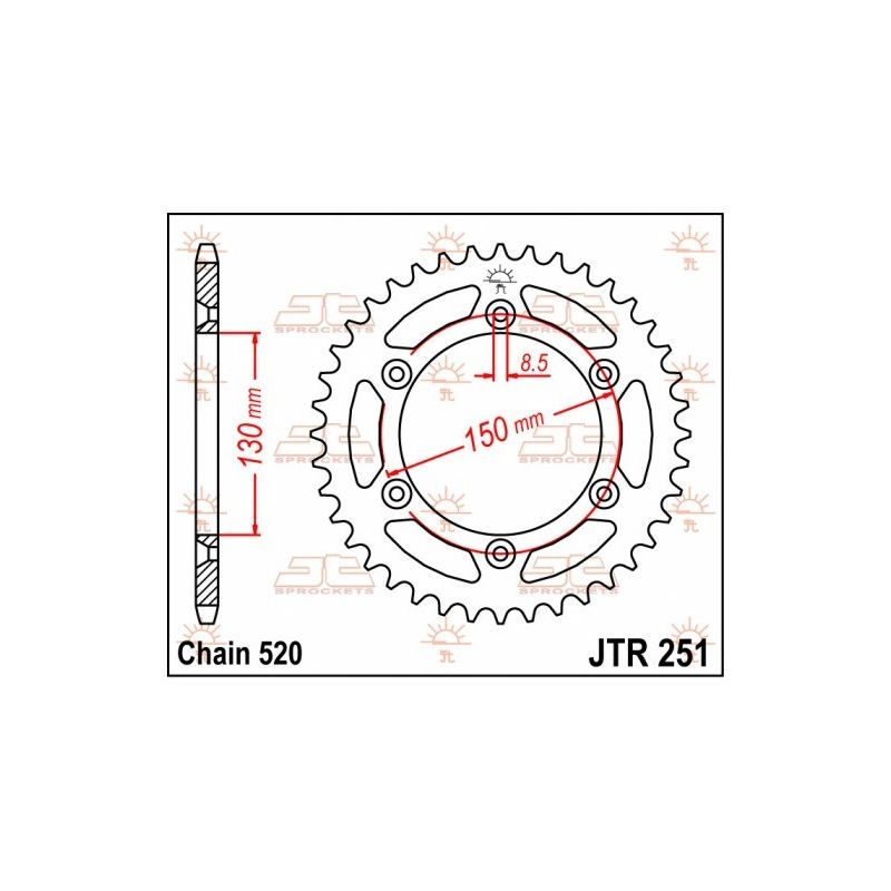 JTR251.51 Corone in acciaio JT YAMAHA YZ 250 F 01-24 Denti:51 denti JT