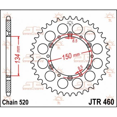 JTR460.50 Corone in acciaio JT KAWASAKI KX 250 F 04-24 Denti:50 denti JT