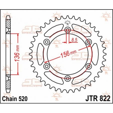 JTR822.41 Corone in acciaio JT SHERCO 250 SEF-R 14-24 Denti:41 denti Passo:520 JT