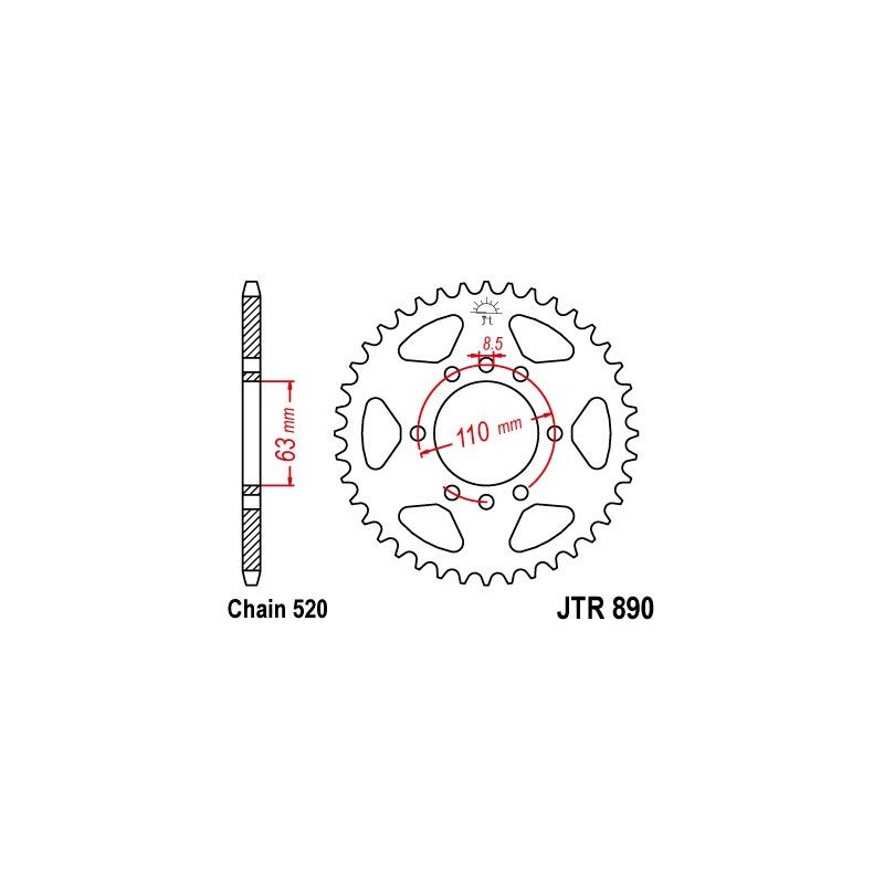 JTR890.45 Corone in acciaio JT KTM 390 Duke 13-23 Denti:45 denti JT