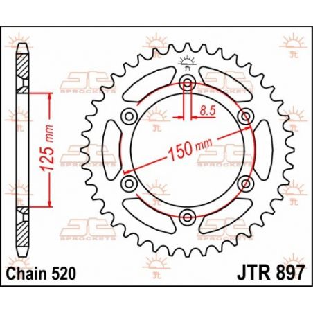 JTR897.52 Corone in acciaio JT HUSQVARNA 901 Norden 22-23 Denti:52 denti JT