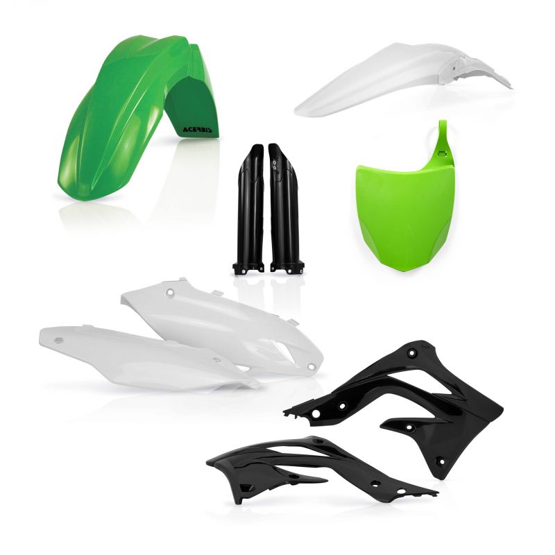 0016321.377 FULL PLASTIC KIT PER KAWASAKI 377 - Verde/Nero KAWASAKI KX 450 F 2012 Acerbis