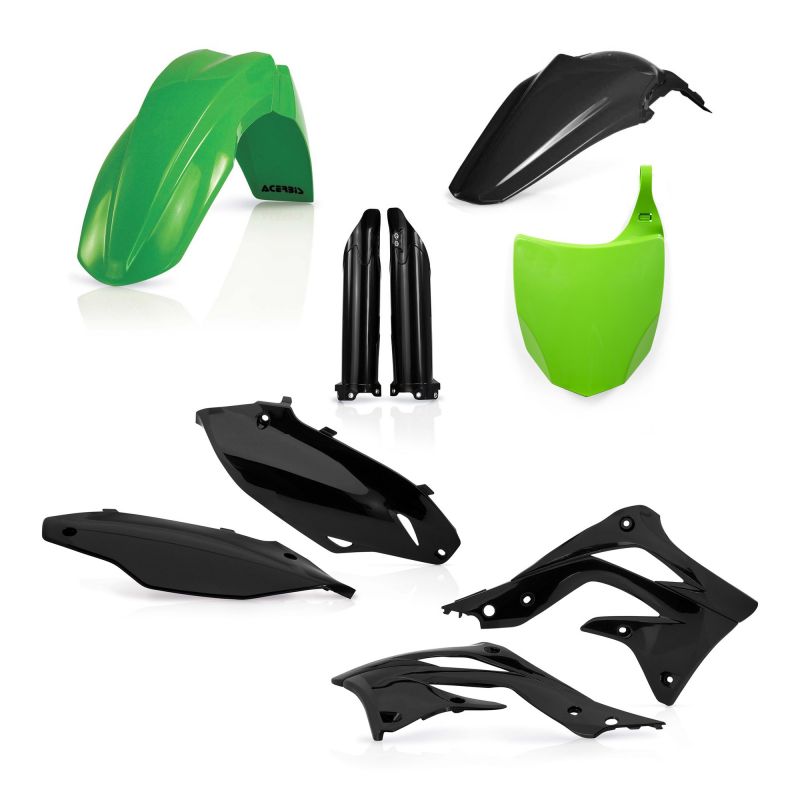 0016321.371 FULL PLASTIC KIT PER KAWASAKI 371 - Verde/Bianco KAWASAKI KX 450 F 2012 Acerbis