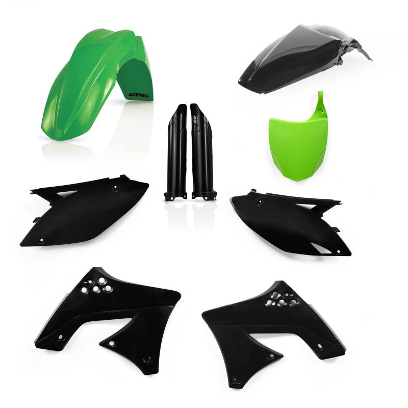 0013978.377 FULL PLASTIC KIT PER KAWASAKI 377 - Verde/Nero KAWASAKI KX 250 F 2009-2012 Acerbis