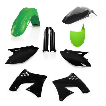 0013978.377 FULL PLASTIC KIT PER KAWASAKI 377 - Verde/Nero KAWASAKI KX 250 F 2009-2012 Acerbis