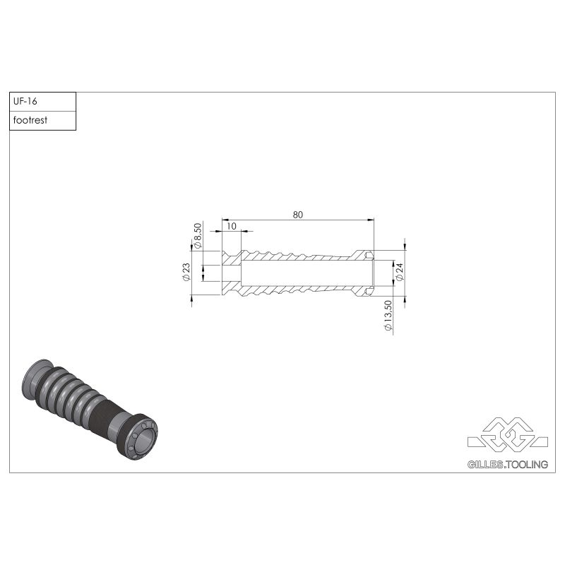 GTUF-16-B Poggiapiedi UF-16 APRILIA RSV4 RF ABS 1000 2015 2019 GILLES TOOLING