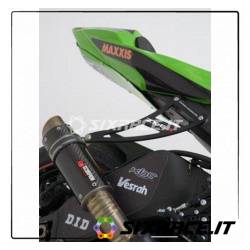 Support d'échappement arrière Kawasaki ZX6-R 09-13 + plaque pour trou de repose-pied arrière