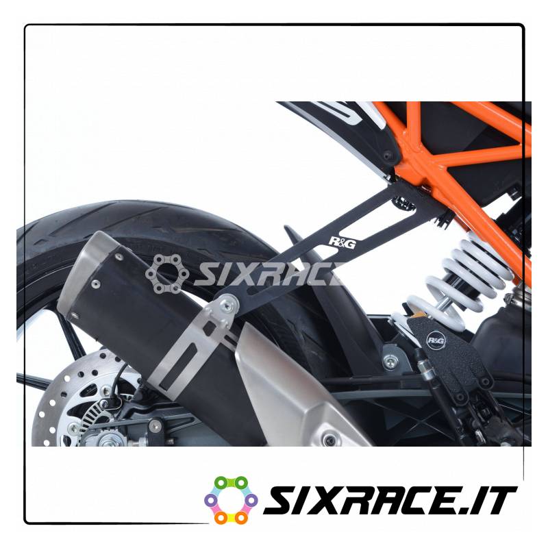 Staffa supporto scarico + piastra fori pedane posteriori KTM 125/200 Duke 17-