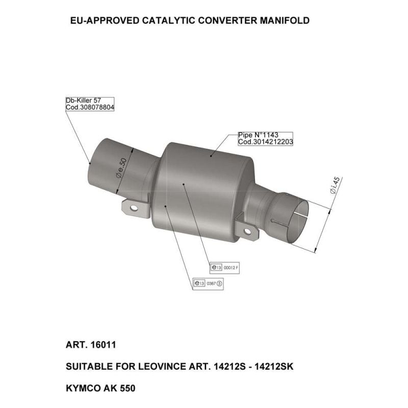 LE16011 Raccordo catalizzato KYMCO AK 550 ABS 550 2017 2018 LEOVINCE