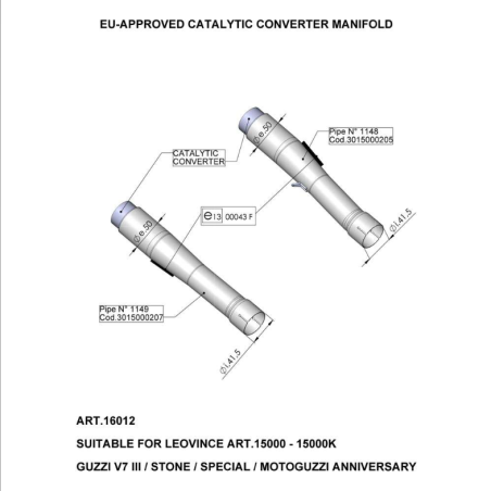 LE16012 Raccordo catalizzato MOTO GUZZI V7 III Special / Rough 750 2017 2020 LEOVINCE