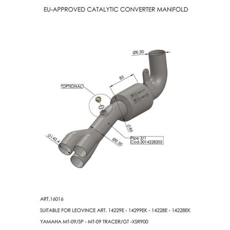 LE16016 Raccordo catalizzato YAMAHA MT-09 SP (to 2020) 900 2018 2020 LEOVINCE