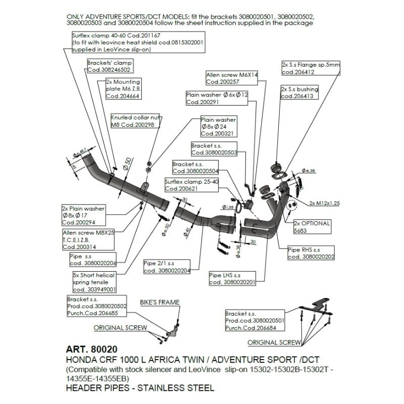 LE80020 Collettori HONDA Africa Twin CRF 1100 L - DCT (to 2023) 1100 2020 2023 LEOVINCE